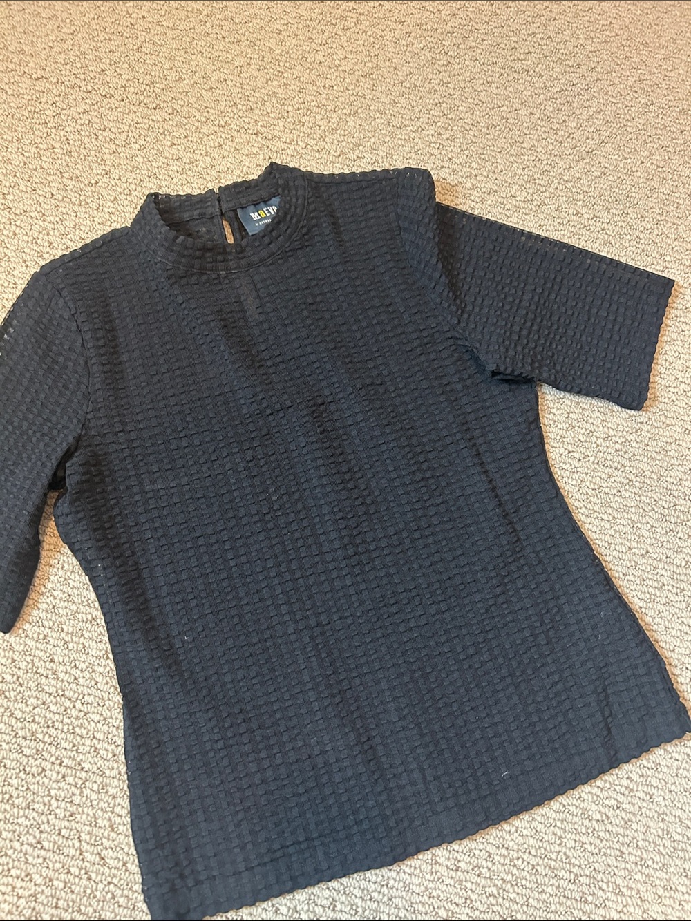 Maeve Black Textured Short Sleeve Top